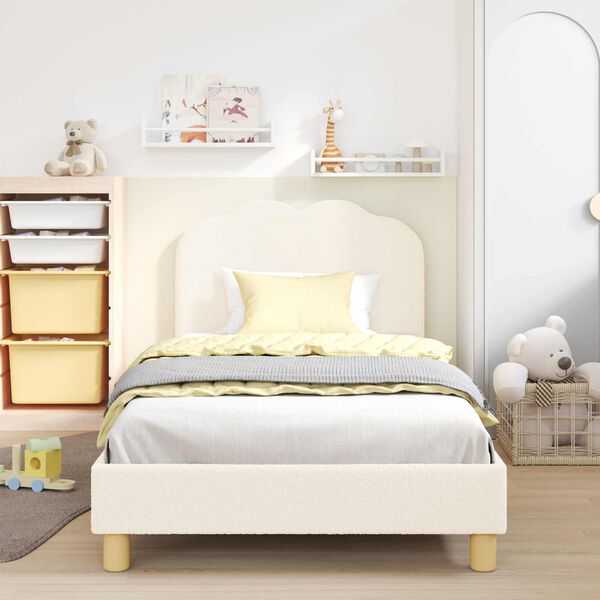vidaXL Estrutura de Cama Infantil com Cabeceira Creme 90 x 200 cm