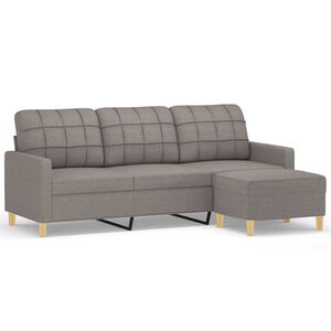 vidaXL Sof&aacute; 3 lugares com apoio de p&eacute;s 180 cm tecido cinza-acastanhado