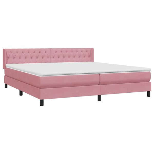 vidaXL Cama com molas/colch&atilde;o 180x210 cm veludo Rosa