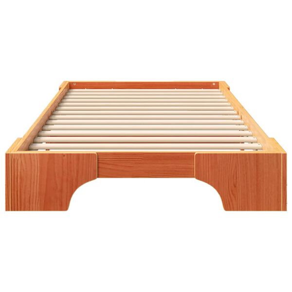 vidaXL Estrutura de cama de ch&atilde;o Castanho 100 x 210 cm