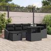 vidaXL Conjunto de Sofá de Jardim 7 pcs Preto Rattan Sintético