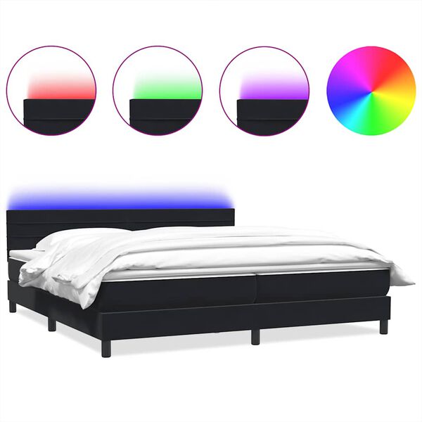 vidaXL Cama box spring c/ colch&atilde;o e LED 200x210 cm veludo preto