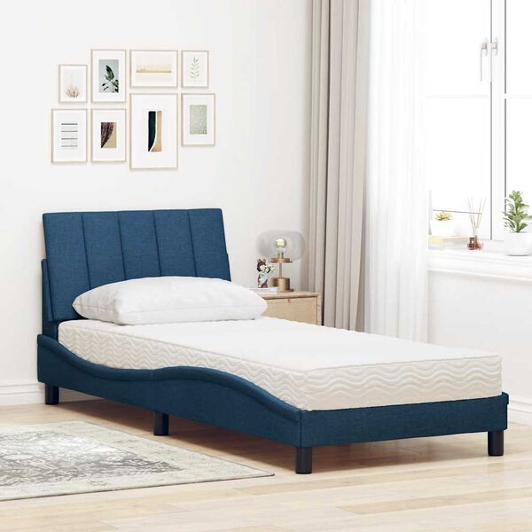 vidaXL Cama com colch&atilde;o Hanko 90x190 cm tecido azul