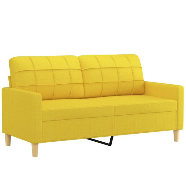vidaXL Sof&aacute; 2 lug. + almofadas decorativas 140 cm tecido amarelo-claro