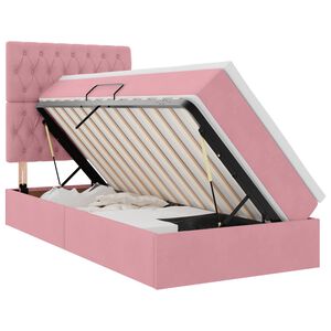 vidaXL Cama com arruma&ccedil;&atilde;o e LED com colch&atilde;o Rosa 90 x 190 cm Veludo