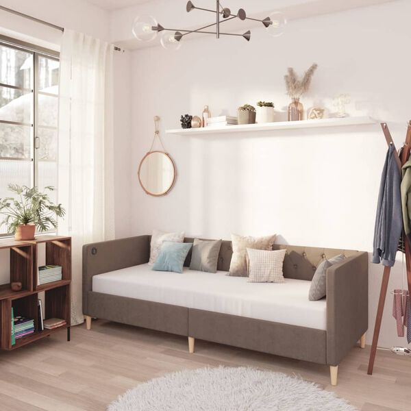 vidaXL Sof&aacute;-cama c/ colch&atilde;o e USB 90x200 cm tecido cinza-acastanhado