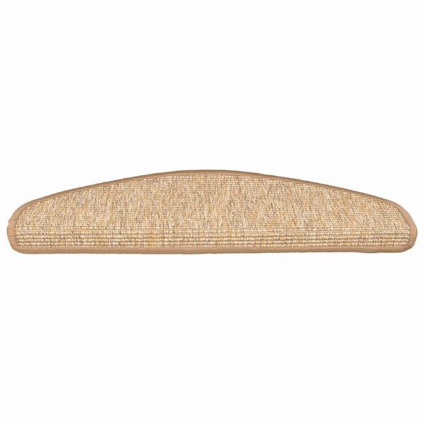 vidaXL Tapetes de escada 15 pe&ccedil;as 65x21x4 cm marrom claro meio redondo grande