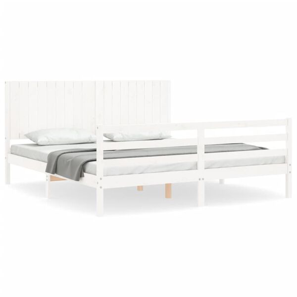 vidaXL Estrutura cama Super King Size c/ cabeceira madeira branco