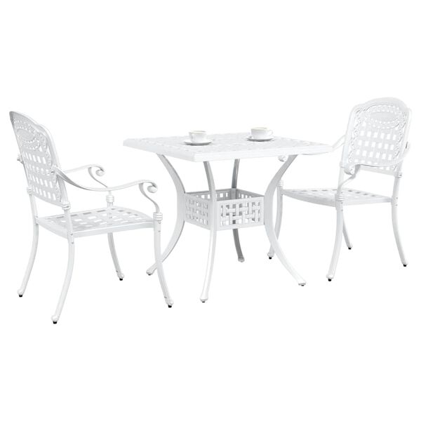 vidaXL Conjunto de Mesa de Jardim 3 pcs Branco Alum&iacute;nio Fundido