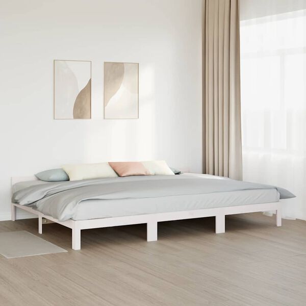 vidaXL Estrutura de cama familiar sem colch&atilde;o branco 270x200 cm