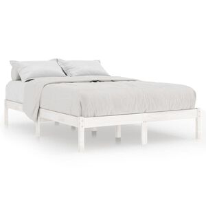 vidaXL Estrutura de cama 140x190 cm pinho maci&ccedil;o branco