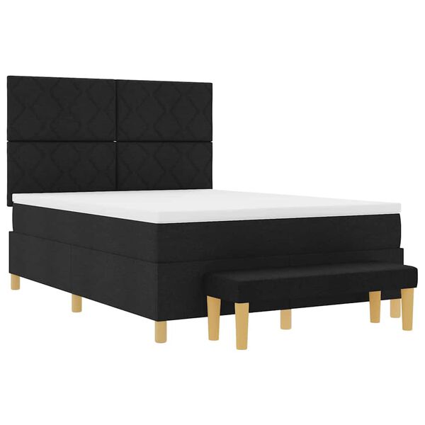vidaXL Cama Box com colch&atilde;o com cabeceira Preto 160 x 200 cm tecido