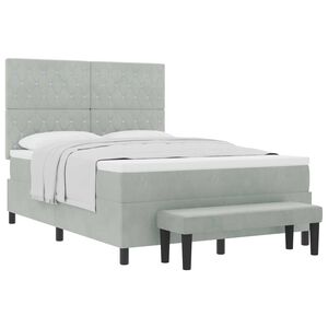 vidaXL Cama Box com colch&atilde;o Cinzento-claro 140 x 190 cm Veludo