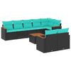 vidaXL Conjunto de sof&aacute; de jardim de 9 pe&ccedil;as com almofadas em rattan sint&eacute;tico preto