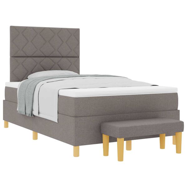 vidaXL Cama Box com colch&atilde;o Cinzento-acastanhado 120 x 190 cm tecido
