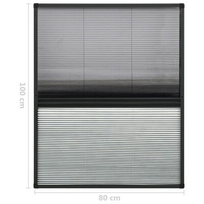 vidaXL Tela anti-insetos plissada janela c/ quebra-luz alum. 80x100cm
