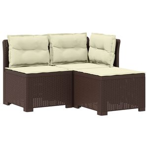 vidaXL Sof&aacute; de Jardim 3 Lugares com Almofadas visual Rattan 3 lugar PP