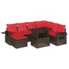 vidaXL Conjunto de sof&aacute; de jardim com 8 pe&ccedil;as e almofadas em rattan sint&eacute;tico marrom