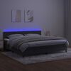 vidaXL Cama box spring c/ colch&atilde;o/LED 200x200cm veludo cinzento-escuro