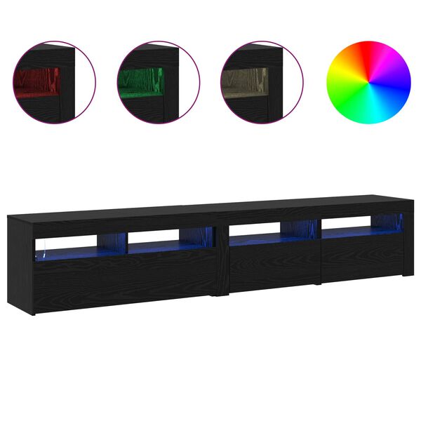 vidaXL Gabinete para TV 2 pcs Carvalho Preto 210 x 35 x 40 cm