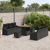 vidaXL Conjunto de Sof&aacute; de Jardim 9 pcs Preto Rattan Sint&eacute;tico