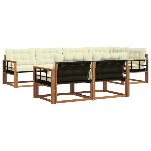 vidaXL Conjunto de Sof&aacute;s para Exterior 7 pcs Natural e Creme