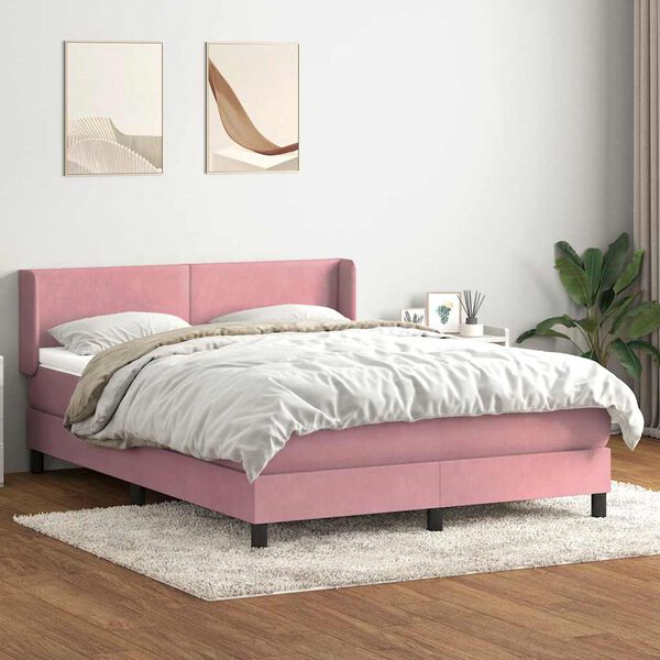 vidaXL Cama box spring com colch&atilde;o 160x210 cm veludo rosa