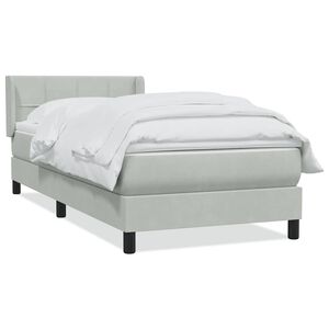 vidaXL Cama com molas/colch&atilde;o Cinza Claro 90x210 cm veludo