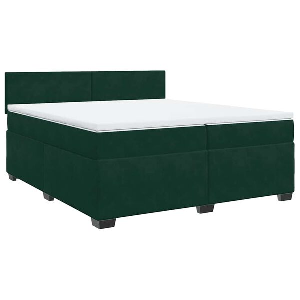vidaXL Cama com molas/colch&atilde;o 200x200 cm veludo verde-escuro