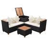 vidaXL 4 pcs conjunto lounge de jardim c/ almofadões vime PE preto