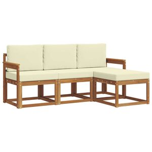 vidaXL Conjunto de Sof&aacute;s para Exterior 4 pcs Natural e Creme