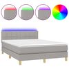 vidaXL Cama box spring c/ colch&atilde;o e LED 140x200 cm tecido cinza-claro