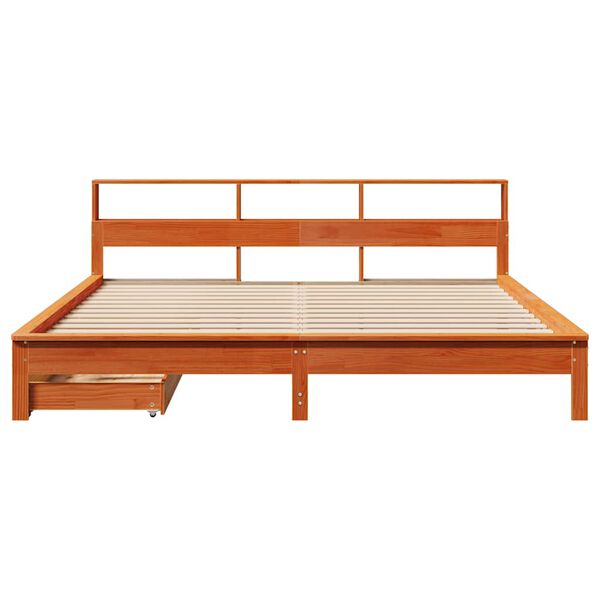 vidaXL Cama com estante sem colch&atilde;o 180x200 cm pinho maci&ccedil;o