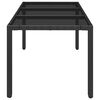 vidaXL Mesa de jardim com tampo de vidro 150x90x75 cm vime PE preto