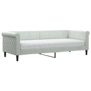 vidaXL Sof&aacute;-cama com colch&atilde;o 80x200 cm veludo cinzento-claro