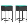 vidaXL Banquetas de jardim com almofadas, 2 pe&ccedil;as, em rattan sint&eacute;tico preto