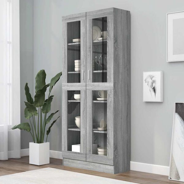 vidaXL Vitrine 82,5x30,5x185 cm derivados madeira cinzento sonoma