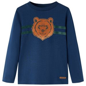 T-shirt de manga comprida para crian&ccedil;a azul-marinho 92