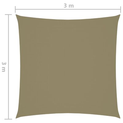 vidaXL Para-sol estilo vela tecido oxford quadrado 3x3 m bege