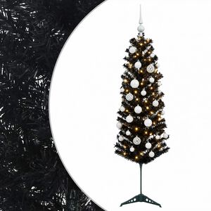 vidaXL &Aacute;rvore de Natal artificial estreita com bolas 150 cm 150 LED