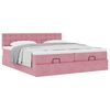 vidaXL Estrutura de cama otomana com colch&otilde;es 160x200 cm veludo rosa