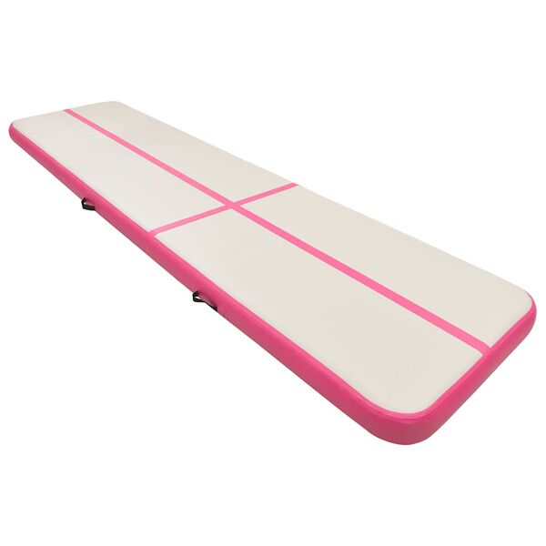 vidaXL Colch&atilde;o de gin&aacute;stica insufl&aacute;vel c/ bomba 700x100x20 cm PVC rosa