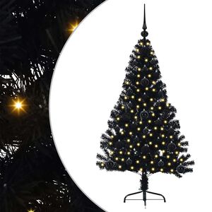 vidaXL &Aacute;rvore de Natal Artificial Pr&eacute;-iluminada Preto 120 cm PVC