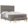 vidaXL Cama Box com cabeceira Cinzento-acastanhado 190 x 140 cm tecido