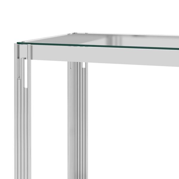 vidaXL Mesa de apoio 120x40x78 cm a&ccedil;o inoxid&aacute;vel prateado e vidro