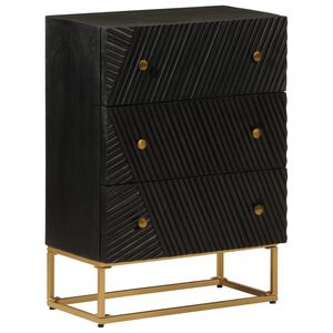vidaXL C&oacute;moda 55x30x76 cm madeira de mangueira maci&ccedil;a e ferro preto