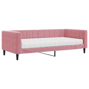 vidaXL Sof&aacute;-cama com colch&atilde;o 90x200 cm veludo rosa