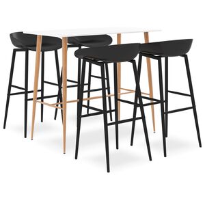 vidaXL 5 pcs conjunto de bar branco e preto