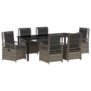 vidaXL Conjunto de Jantar para Jardim 7 pcs Cinzeto vime PE