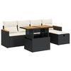 vidaXL 6 pcs conjunto sof&aacute;s de jardim c/ almofad&otilde;es vime PE preto